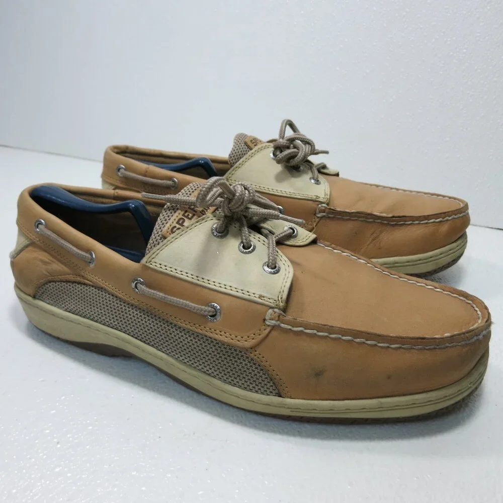 Sperry Top-Sider 3 Eye Nubuck Leather Cloth Deck Boat Shoes Kutsu Zapato 13 W